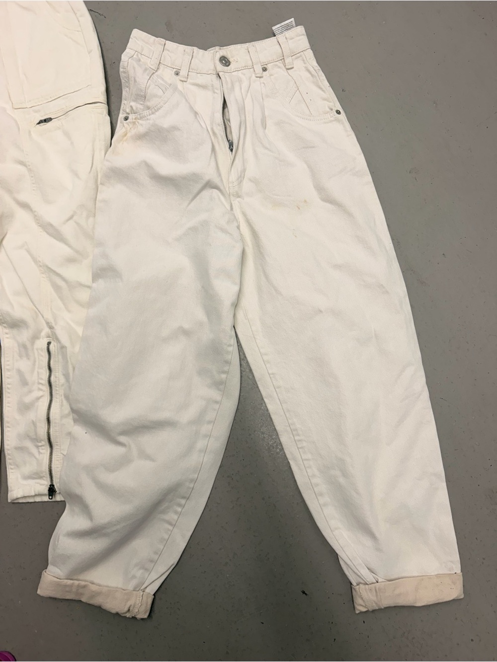 Zara women’s  White Casual Cotton Pants baggy xs